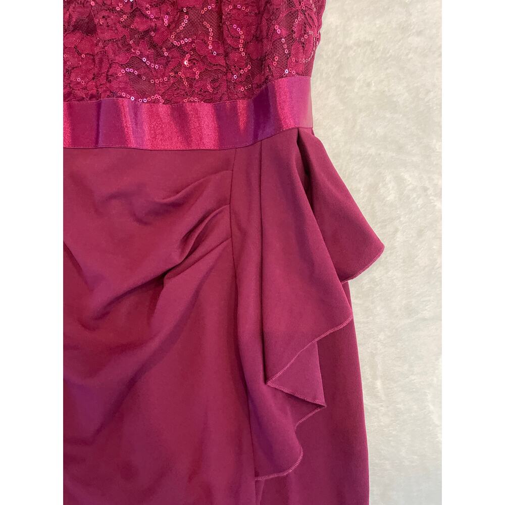 NWT MIUSOL Sequin Party Cocktail Midi Dress L Sweetheart Neck Cap Sleeve Maroon - Picture 9 of 13